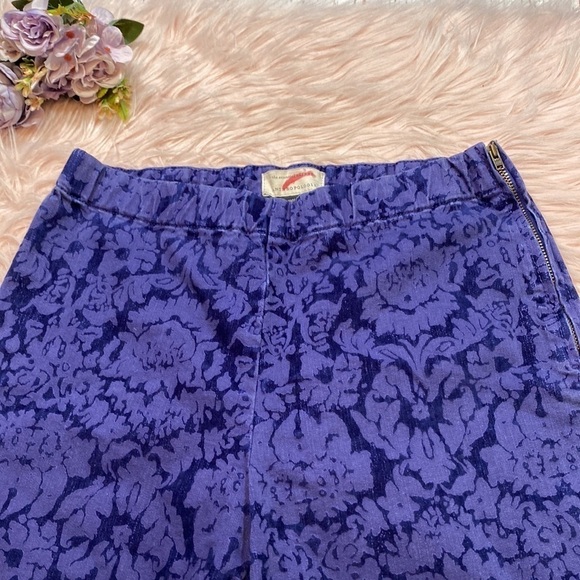 Anthropologie The Essential Skinny Indigo Floral Velvet Pants sz 4 - Picture 5 of 11
